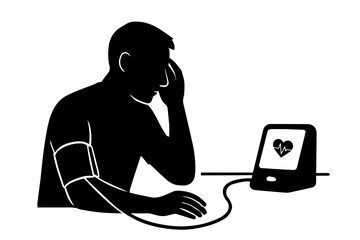 man checkup heart bit silhouette
