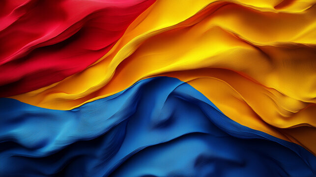 Independence Day in Ecuador: Background with bright diagonal stripes of yellow, blue and red. - Powered by Adobe