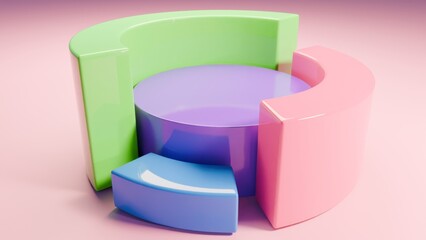 3D Minimal Business and finance Pie Chart – Colorful Data Visualization