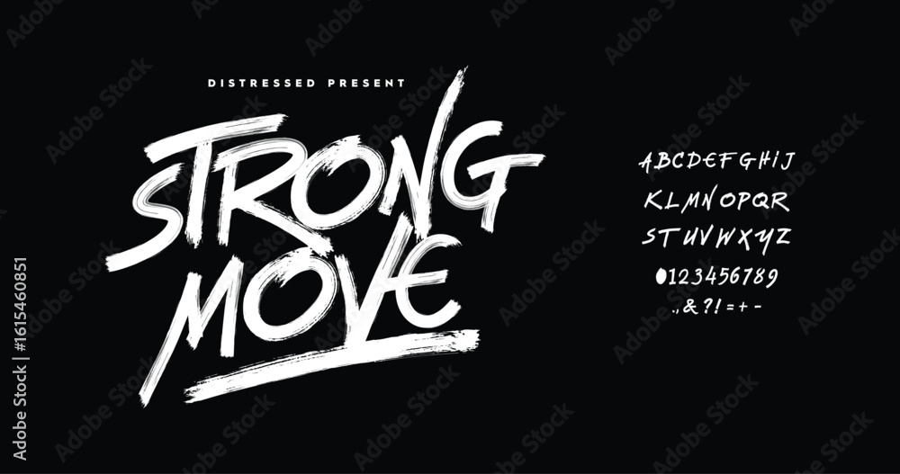Poster strong move: a rugged and expressive display font with uppercase distressed letters. perfect for reb