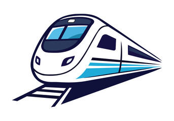 Modern high-speed train logo illustration, ideal for travel, transportation, and technology themes © Pixelly