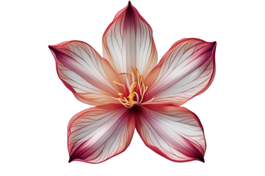 Stylized red and white translucent flower isolated png