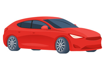Vector cartoon image of a car and wheels with tires. Concept of car service and car repair. Element for your design.