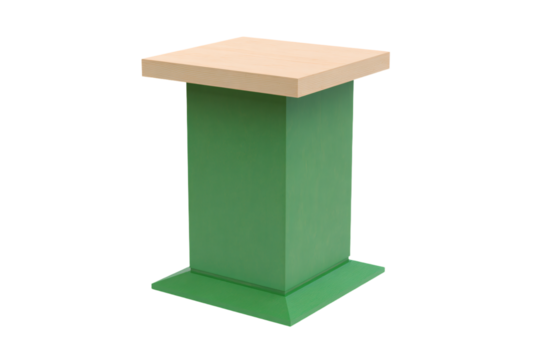 a green table with a wooden top