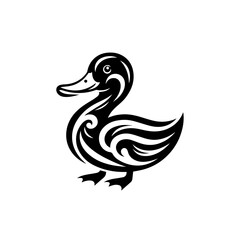 Obraz premium A stylized black and white illustration of a duck