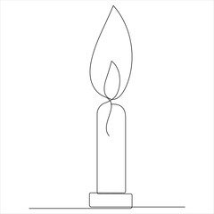 Continuous one line drawing of candle minimalist vector illustration