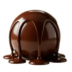 Obraz premium 3D Illustration Of A Chocolate Ball With Dripping Melted Chocolate Isolated