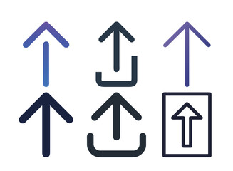 Various stylized upload icons in different gradient and monochrome styles