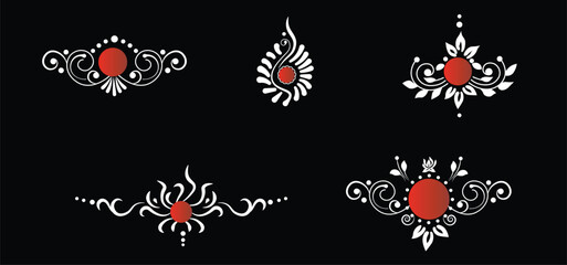 Set of kolka head design Traditional Indian Mandala Decorative Elements Vector Set