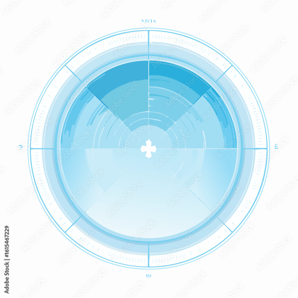 Poster abstract circular technological interface with segmented data display.