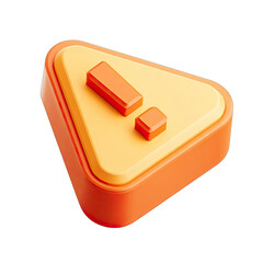3D rendered orange and yellow caution triangle with exclamation mark