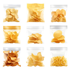Naklejka premium Delicious Collection Pack of Crispy Snacks with Chicken Potato - High Quality Stock Image