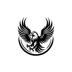 Fototapeta premium Majestic eagle with wings spread, isolated on white