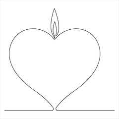Continuous one line drawing of candle minimalist vector illustration
