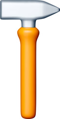 3D Rendering of a Hammer with Orange Handle