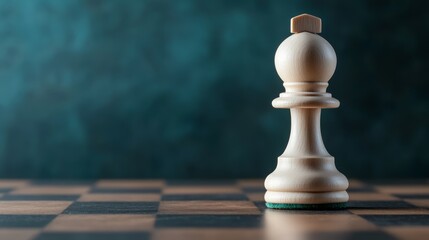 Wooden Chess Piece on Board with Dark Background, Highlighting Strategy and Competition