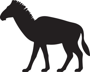 Fototapeta premium Black silhouette of a prehistoric horse on white background