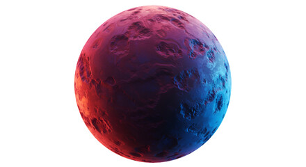 3D Render of a Glowing Planet with Red and Blue Hues on Transparent Black Background
