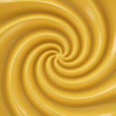 3D Render Of Golden Swirl Abstract Background With Shiny Texture And Wave Pattern