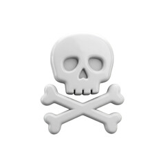 3D Render Of A White Skull And Crossbones Icon On A Transparent Background