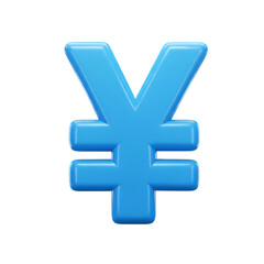 Obraz premium 3D Rendered Illustration of a Blue Yen Currency Symbol on Transparent Background