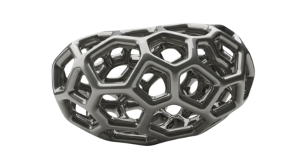 3D Rendered Abstract Geometric Shape on Transparent Isolated Background