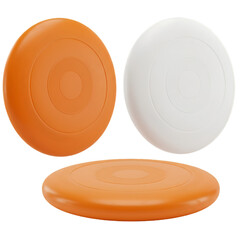 3D Render of Orange and White Frisbees Isolated on Transparent Background