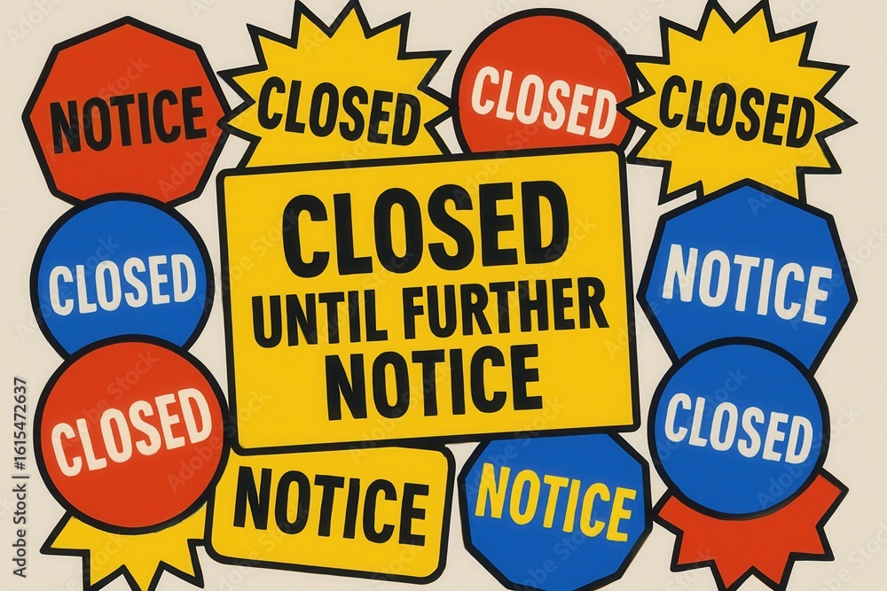 Poster collage of colorful signs featuring 