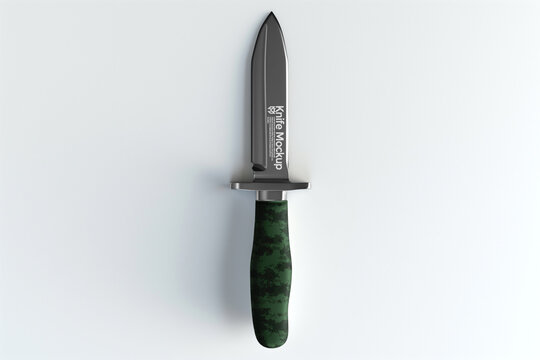 Realistic Knife Mockup On Solid Color Background