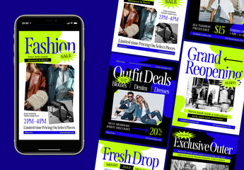 Blue Neo Brutalism Fashion Branding Social Media Layout