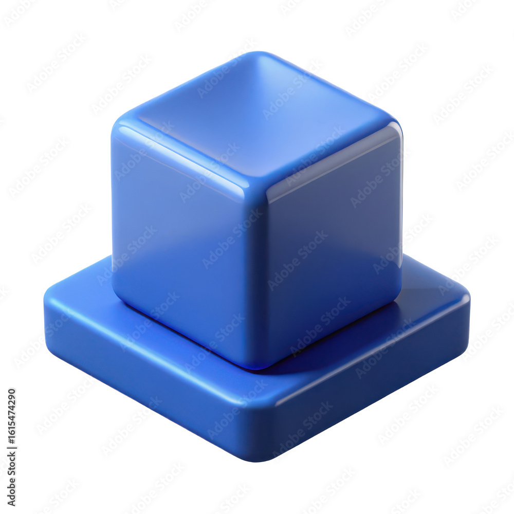 Poster blue cube stack glossy render isometric view geometric shape design element illustration for graphic