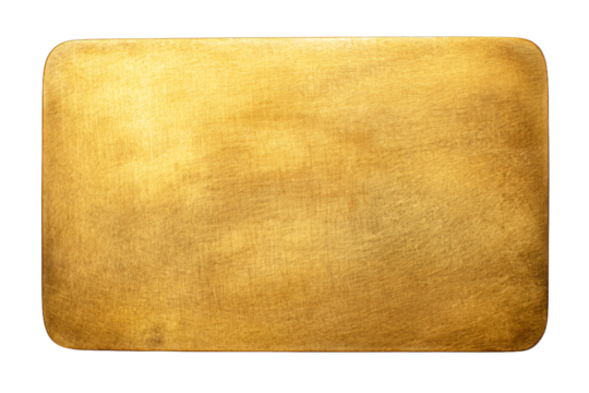 a gold plate with a white background