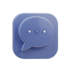 3D Rendered Blue Chat Icon With Transparent Background Isolated