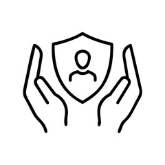 Fototapeta premium Hands holding a shield symbolizing protection and safety concept 