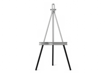 Studio shot of a metal easel with a transparent background, ideal for showcasing artwork or presentations