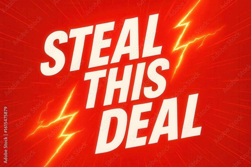 Poster bold white text on a vibrant red background with lightning graphics emphasizes the message 