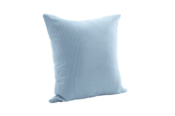a blue pillow with a white background