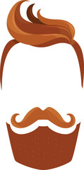 a vector illustration of a brown funky hairstyle and long beard for mens