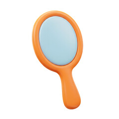 3D Illustration Of An Orange Handheld Mirror Isolated On A Transparent Background