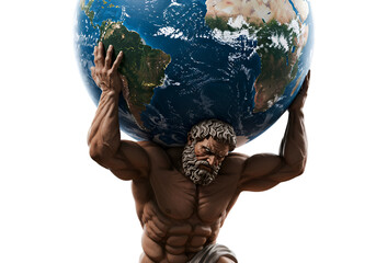 3D Illustration of Atlas Holding the World a Symbol of Strength and Power