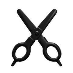 3D Illustration Of Black Scissors Isolated On Transparent Background