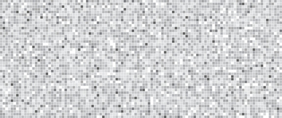 Disco ball silver pattern. Night club metallic background with mirror foil texture. Vector illustration of vintage abstract shining grayscale halftone wallpaper. Grey square mosaic backdrop.