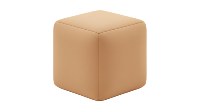 3D Rendered Isolated Beige Cube Shape on Transparent Background - Powered by Adobe