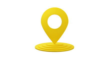 3D Golden Location Pin Icon On Isolated Black Transparent Background