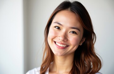 Woman smiling with natural light illuminating her face