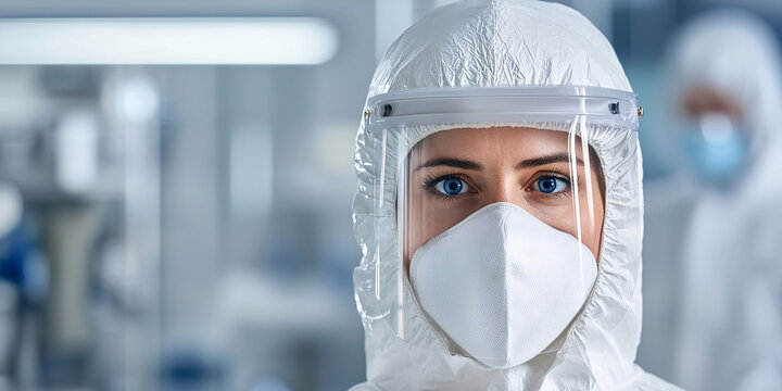 Medical Professional in Protective Gear, Hospital Environment, Portrait