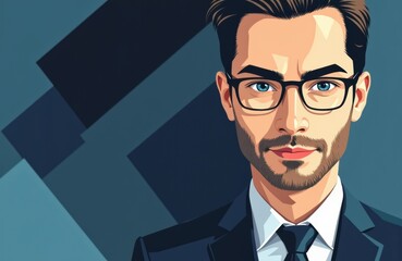 A professional man with glasses dressed in a suit and tie looking confidently at the camera