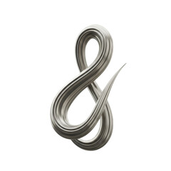 Fototapeta premium 3D Rendering of Metallic Ampersand Isolated on a Transparent Background