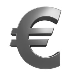 Obraz premium 3D Rendered Metallic Euro Currency Symbol Isolated on Transparent Background