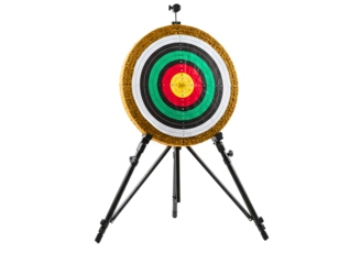 Archery target on a tripod stand isolated on transparent background